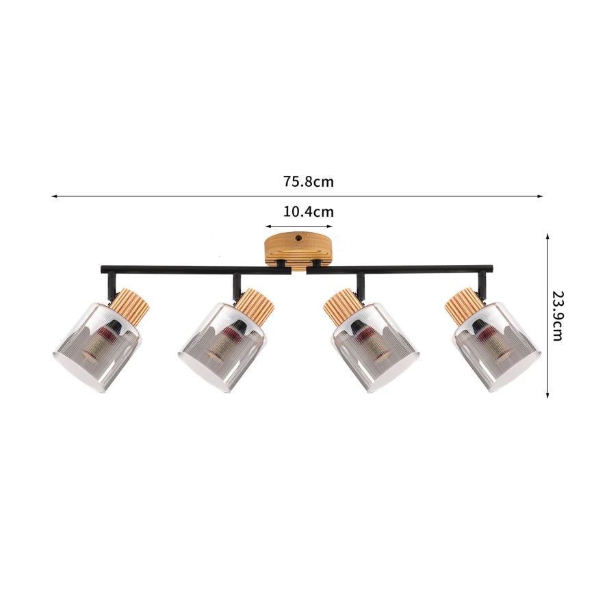 Brilagi - Taškinis šviestuvas HYGGE 4xE14/15W/230V kaučiukmedis/dūminis