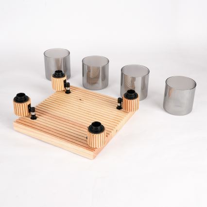 Brilagi - Taškinis šviestuvas HYGGE 4xE14/15W/230V kaučiukmedis/dūminis