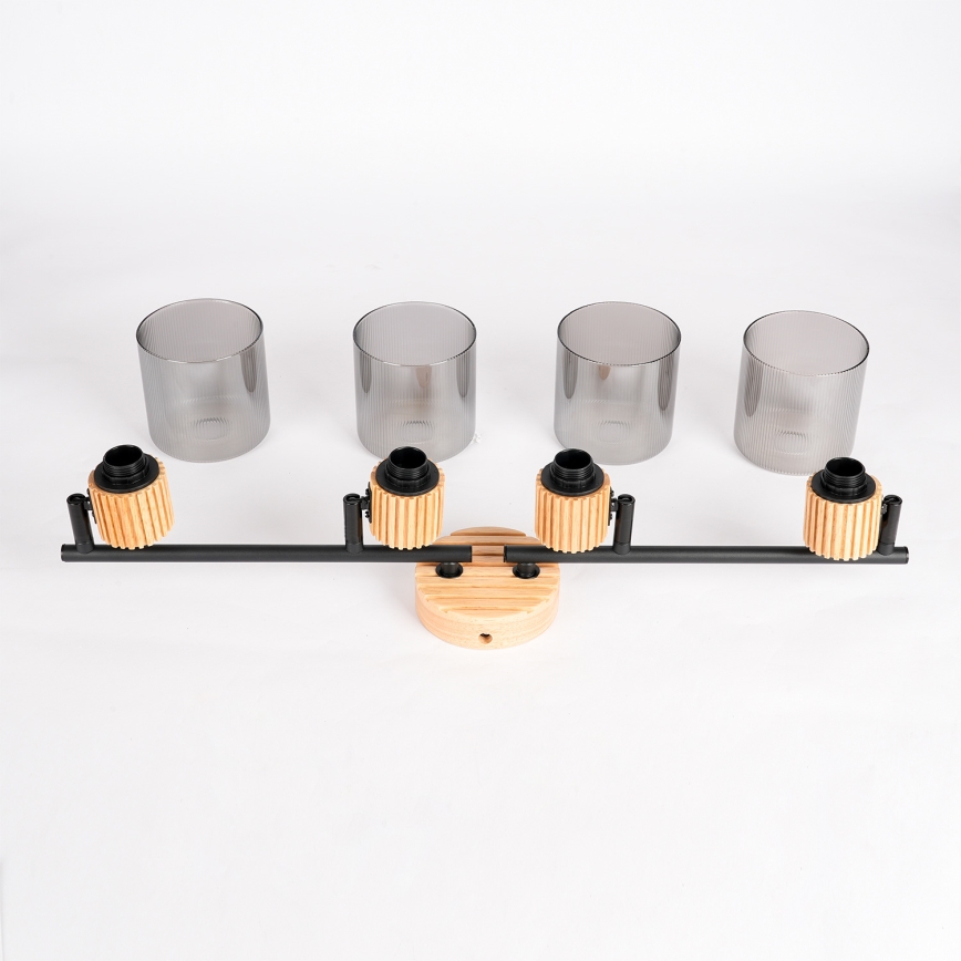 Brilagi - Taškinis šviestuvas HYGGE 4xE14/15W/230V medinis/dūminis