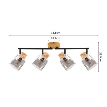 Brilagi - Taškinis šviestuvas HYGGE 4xE14/15W/230V medinis/dūminis
