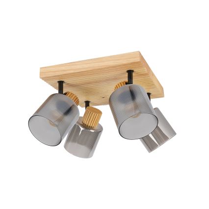 Brilagi - Taškinis šviestuvas HYGGE 4xE14/15W/230V medinis/dūminis