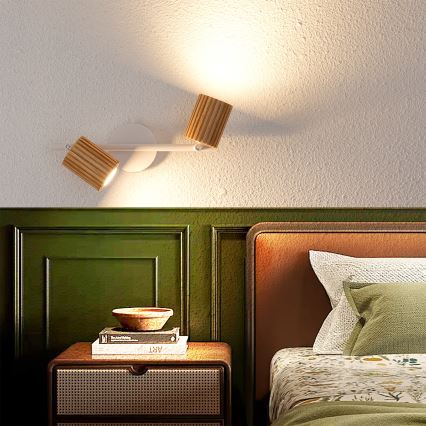 Brilagi - Taškinis šviestuvas MODERN WOOD 2xGU10/8W/230V kaučiukmedis/balta