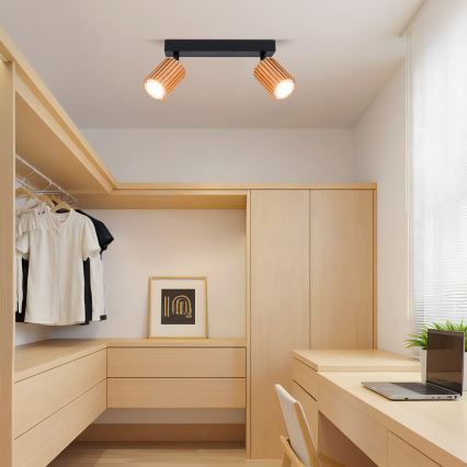 Brilagi - Taškinis šviestuvas MODERN WOOD 2xGU10/8W/230V kaučiukmedis/juoda