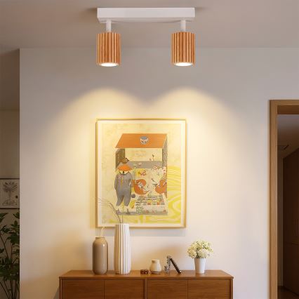 Brilagi - Taškinis šviestuvas MODERN WOOD 2xGU10/8W/230V mediena/balta