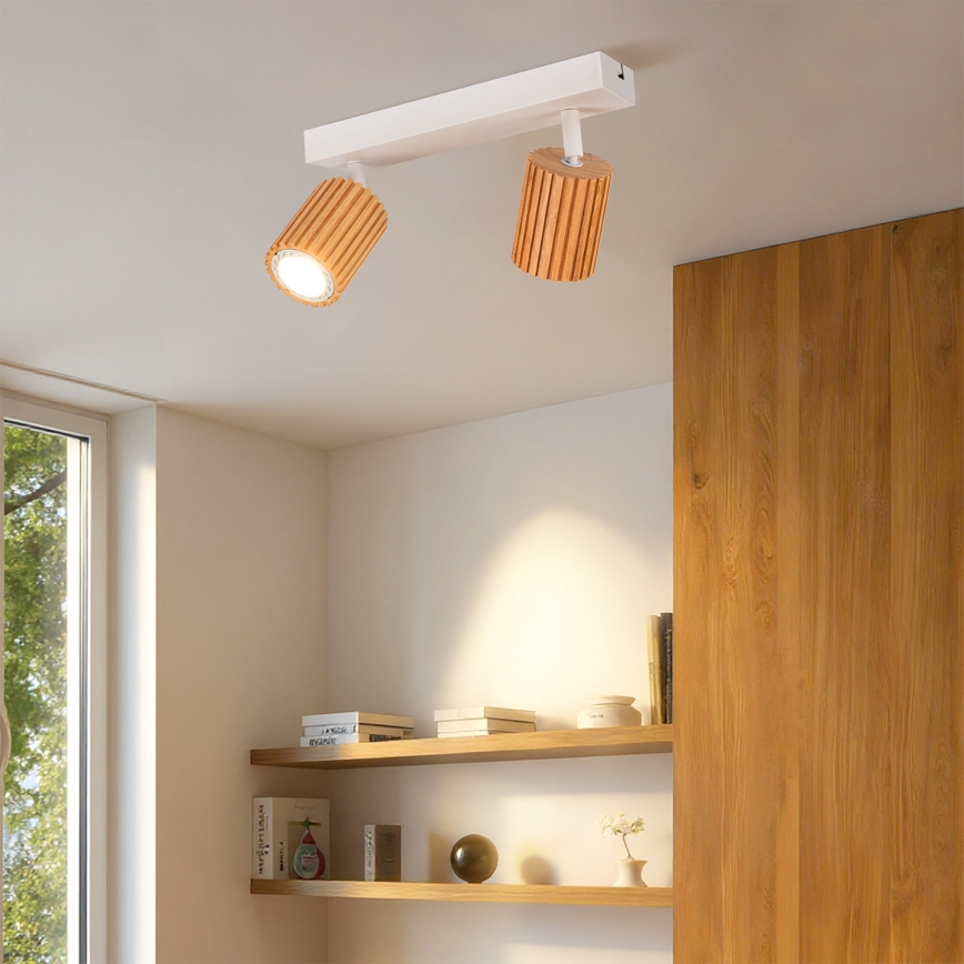 Brilagi - Taškinis šviestuvas MODERN WOOD 2xGU10/8W/230V mediena/balta