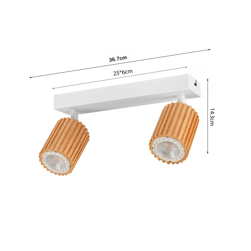 Brilagi - Taškinis šviestuvas MODERN WOOD 2xGU10/8W/230V mediena/balta