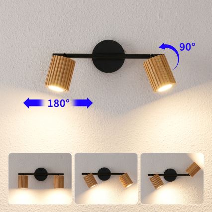 Brilagi - Taškinis šviestuvas MODERN WOOD 2xGU10/8W/230V mediena/juoda