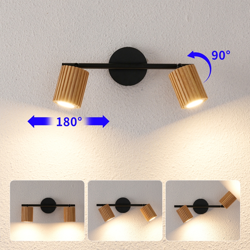 Brilagi - Taškinis šviestuvas MODERN WOOD 2xGU10/8W/230V mediena/juoda