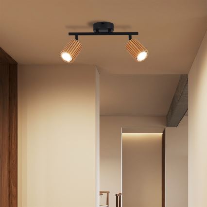 Brilagi - Taškinis šviestuvas MODERN WOOD 2xGU10/8W/230V mediena/juoda