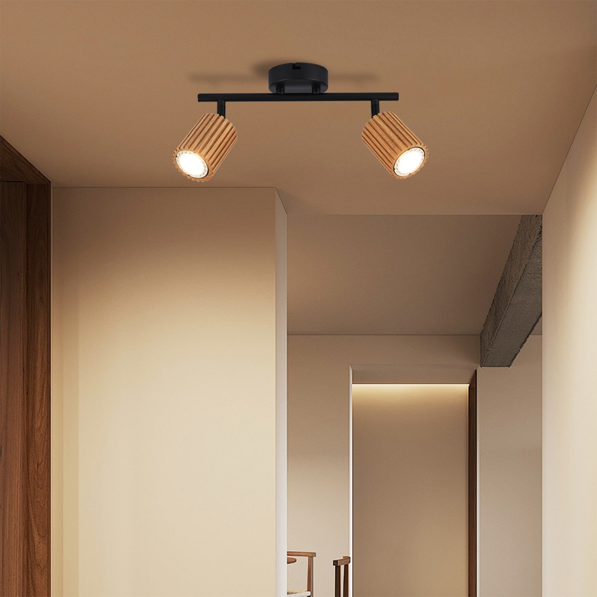 Brilagi - Taškinis šviestuvas MODERN WOOD 2xGU10/8W/230V mediena/juoda