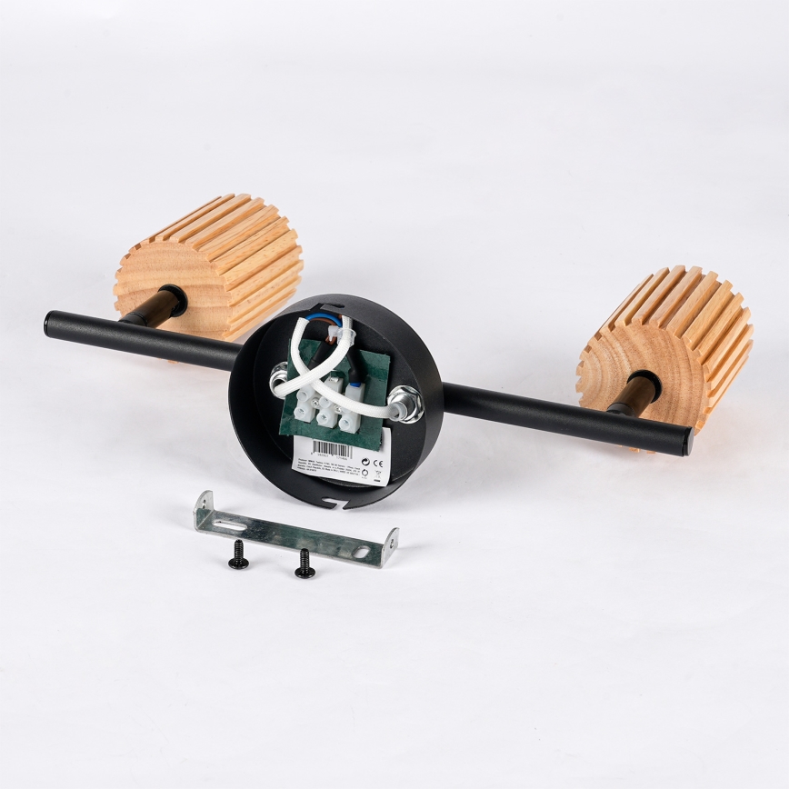 Brilagi - Taškinis šviestuvas MODERN WOOD 2xGU10/8W/230V mediena/juoda