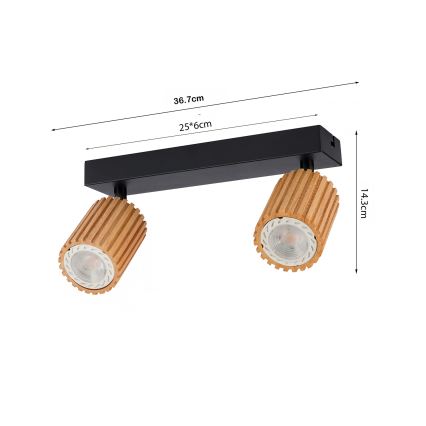 Brilagi - Taškinis šviestuvas MODERN WOOD 2xGU10/8W/230V mediena/juoda
