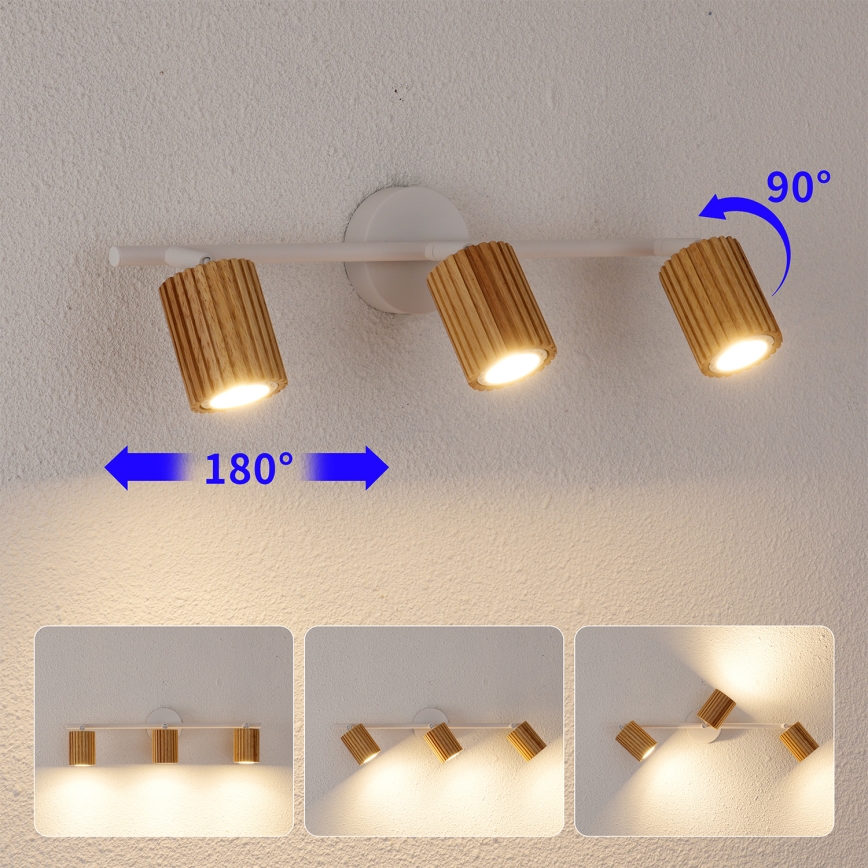 Brilagi - Taškinis šviestuvas MODERN WOOD 3xGU10/8W/230V kaučiukmedis/balta