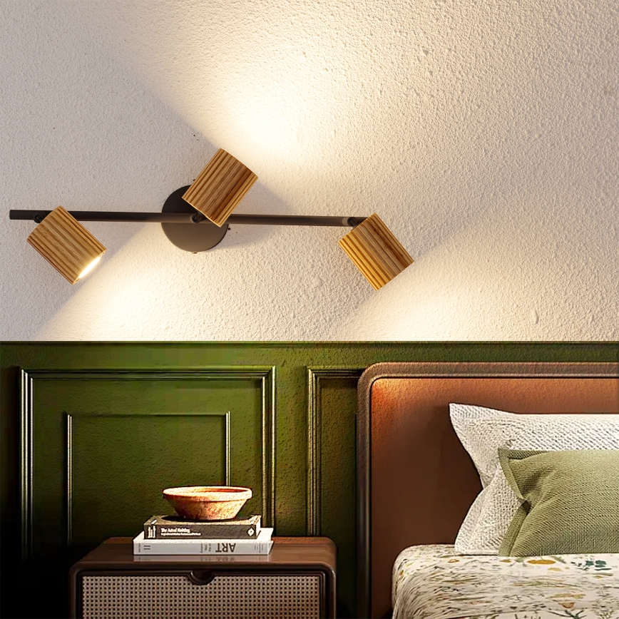 Brilagi - Taškinis šviestuvas MODERN WOOD 3xGU10/8W/230V kaučiukmedis/juodas