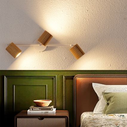 Brilagi - Taškinis šviestuvas MODERN WOOD 3xGU10/8W/230V mediena/balta