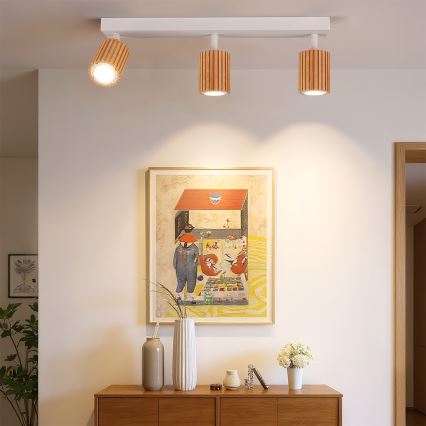 Brilagi - Taškinis šviestuvas MODERN WOOD 3xGU10/8W/230V mediena/balta