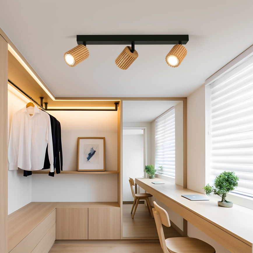 Brilagi - Taškinis šviestuvas MODERN WOOD 3xGU10/8W/230V mediena/juoda