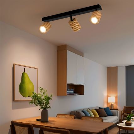 Brilagi - Taškinis šviestuvas MODERN WOOD 3xGU10/8W/230V mediena/juoda