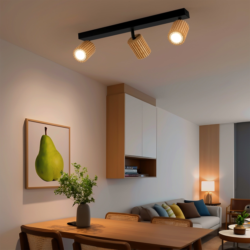 Brilagi - Taškinis šviestuvas MODERN WOOD 3xGU10/8W/230V mediena/juoda