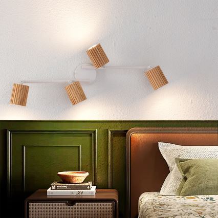 Brilagi - Taškinis šviestuvas MODERN WOOD 4xGU10/8W/230V kaučiukmedis/balta