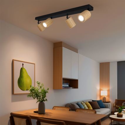 Brilagi - Taškinis šviestuvas MODERN WOOD 4xGU10/8W/230V kaučiukmedis/juoda