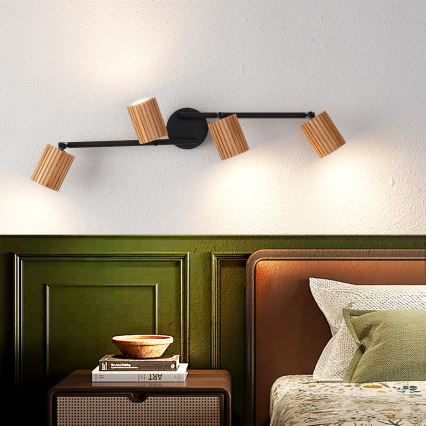 Brilagi - Taškinis šviestuvas MODERN WOOD 4xGU10/8W/230V medinis/juodas