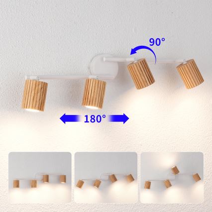 Brilagi - Taškinis šviestuvas MODERN WOOD 4xGU10/8W/230V medis/balta