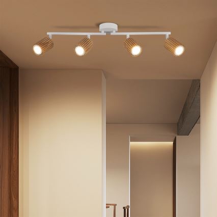 Brilagi - Taškinis šviestuvas MODERN WOOD 4xGU10/8W/230V medis/balta