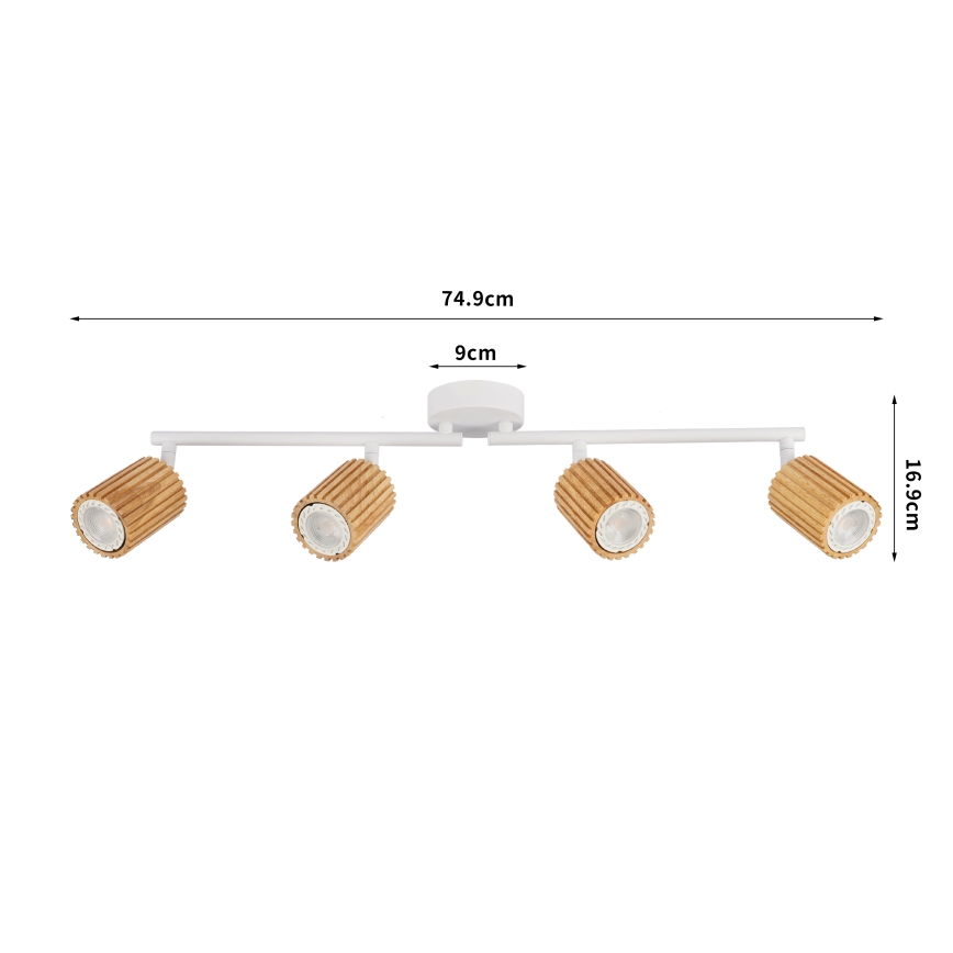 Brilagi - Taškinis šviestuvas MODERN WOOD 4xGU10/8W/230V medis/balta
