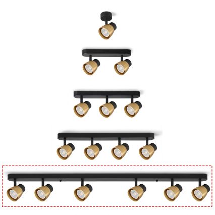Brilagi - Taškinis šviestuvas NUGGET 6xGU10/30W/230V juoda/auksinė