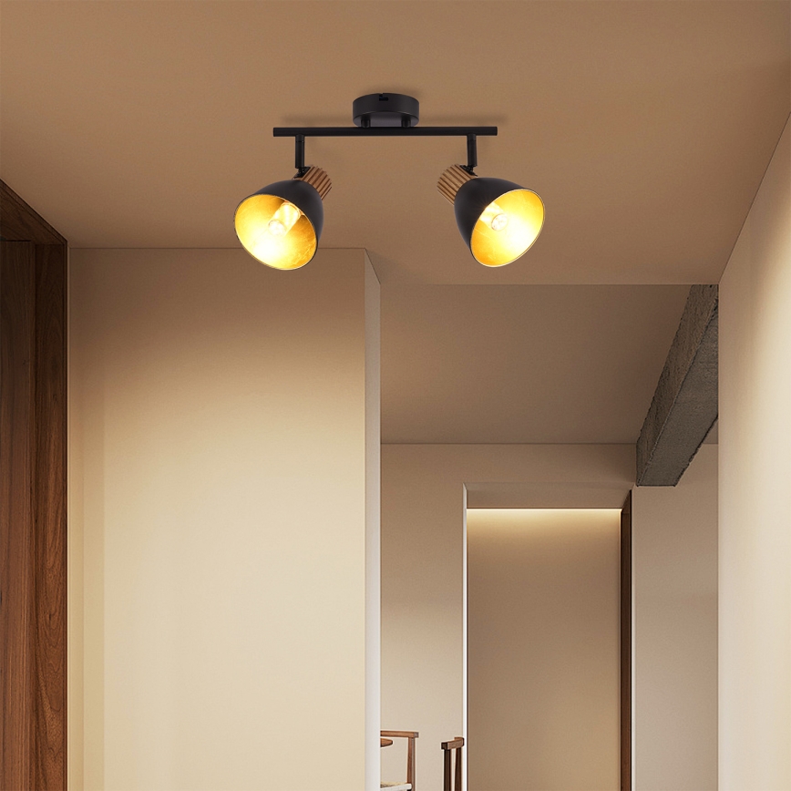 Brilagi - Taškinis šviestuvas ODENSE 2xE14/10W/230V kaučiukmedis/juoda