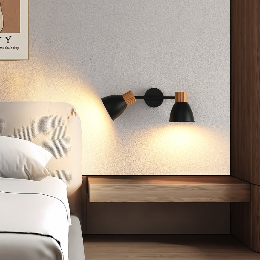 Brilagi - Taškinis šviestuvas ODENSE 2xE14/10W/230V kaučiukmedis/juoda