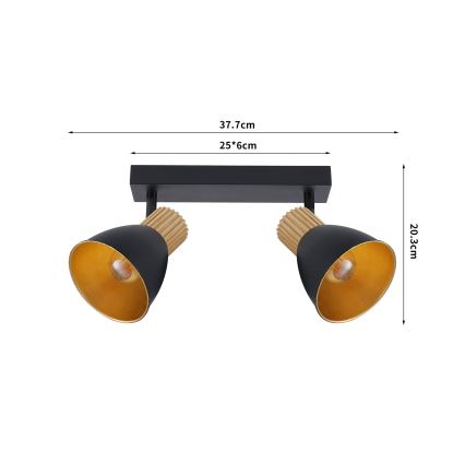 Brilagi - taškinis šviestuvas ODENSE 2xE14/10W/230V kaučiukmedis/juodas