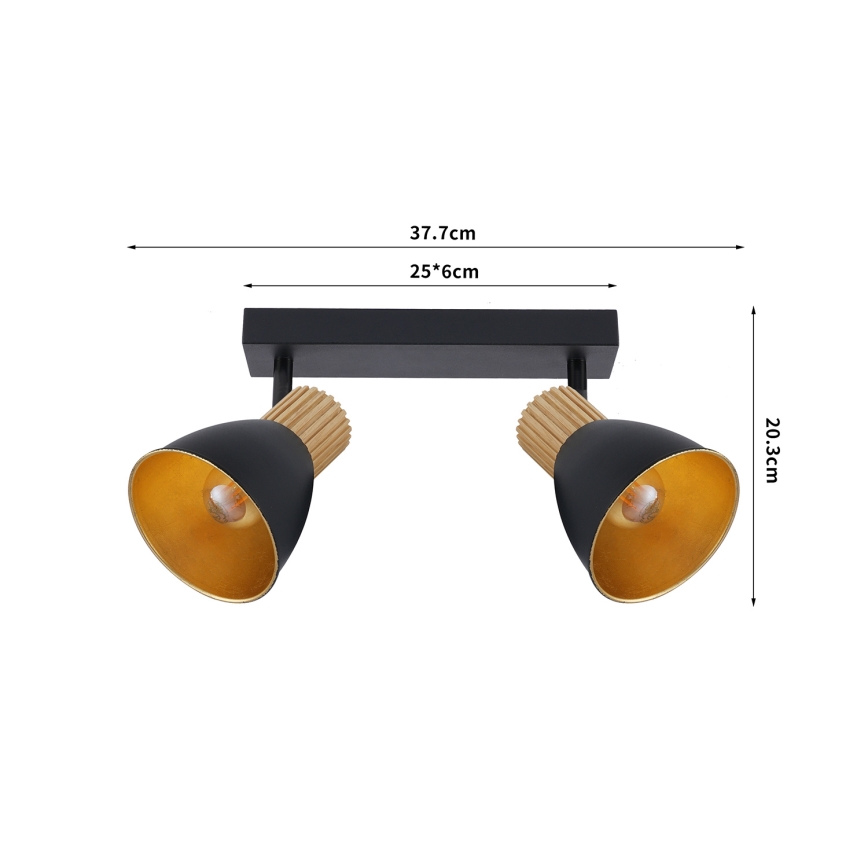 Brilagi - taškinis šviestuvas ODENSE 2xE14/10W/230V kaučiukmedis/juodas