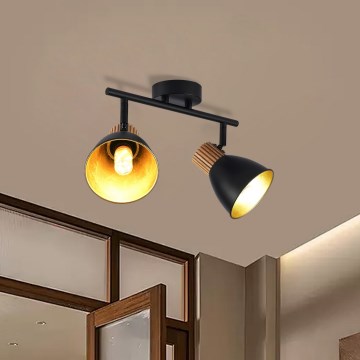 Brilagi - Taškinis šviestuvas ODENSE 2xE14/10W/230V mediena/juoda