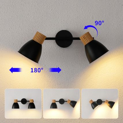 Brilagi - Taškinis šviestuvas ODENSE 2xE14/10W/230V mediena/juoda