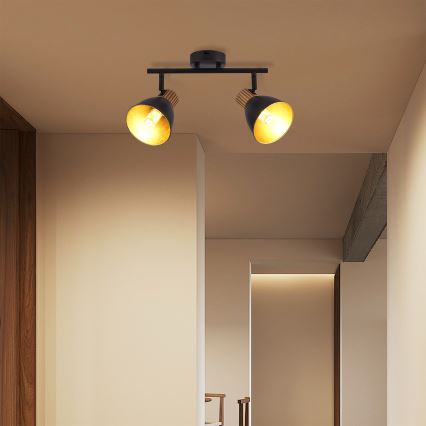 Brilagi - Taškinis šviestuvas ODENSE 2xE14/10W/230V mediena/juoda