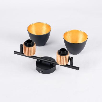 Brilagi - Taškinis šviestuvas ODENSE 2xE14/10W/230V mediena/juoda