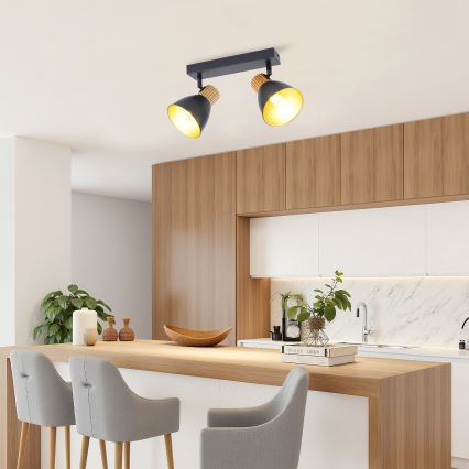 Brilagi - Taškinis šviestuvas ODENSE 2xE14/10W/230V mediena/juoda