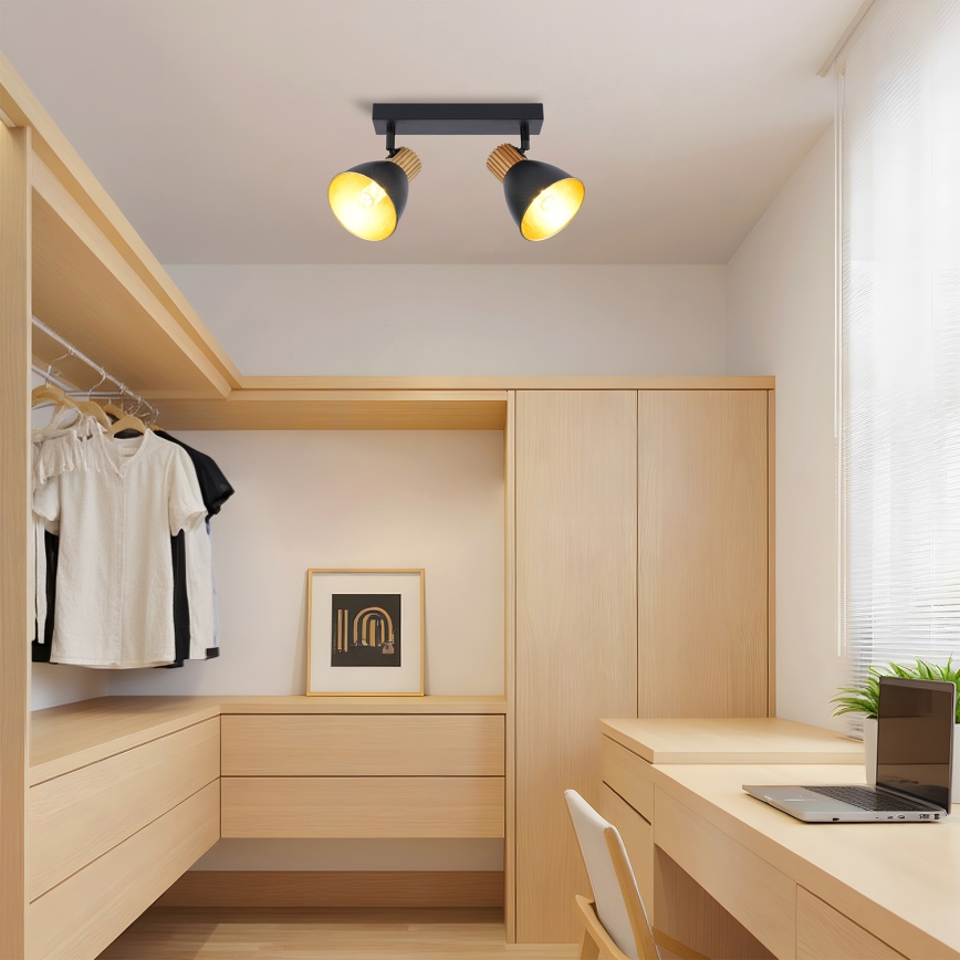 Brilagi - Taškinis šviestuvas ODENSE 2xE14/10W/230V mediena/juoda