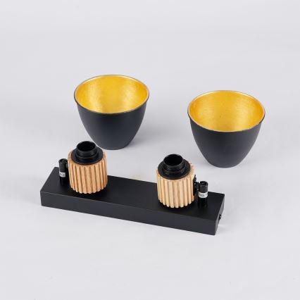 Brilagi - Taškinis šviestuvas ODENSE 2xE14/10W/230V mediena/juoda