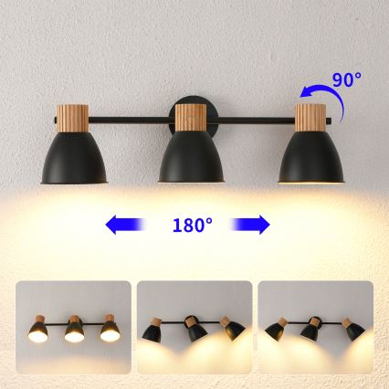 Brilagi - Taškinis šviestuvas ODENSE 3xE14/10W/230V kaučiukmedis/juoda