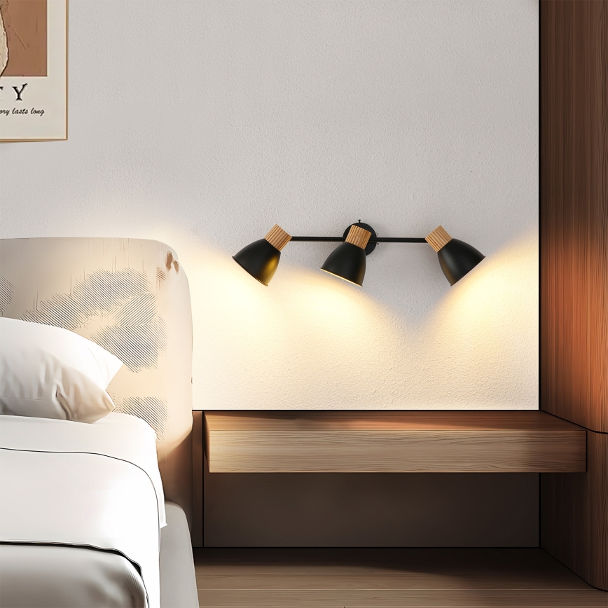 Brilagi - Taškinis šviestuvas ODENSE 3xE14/10W/230V kaučiukmedis/juoda