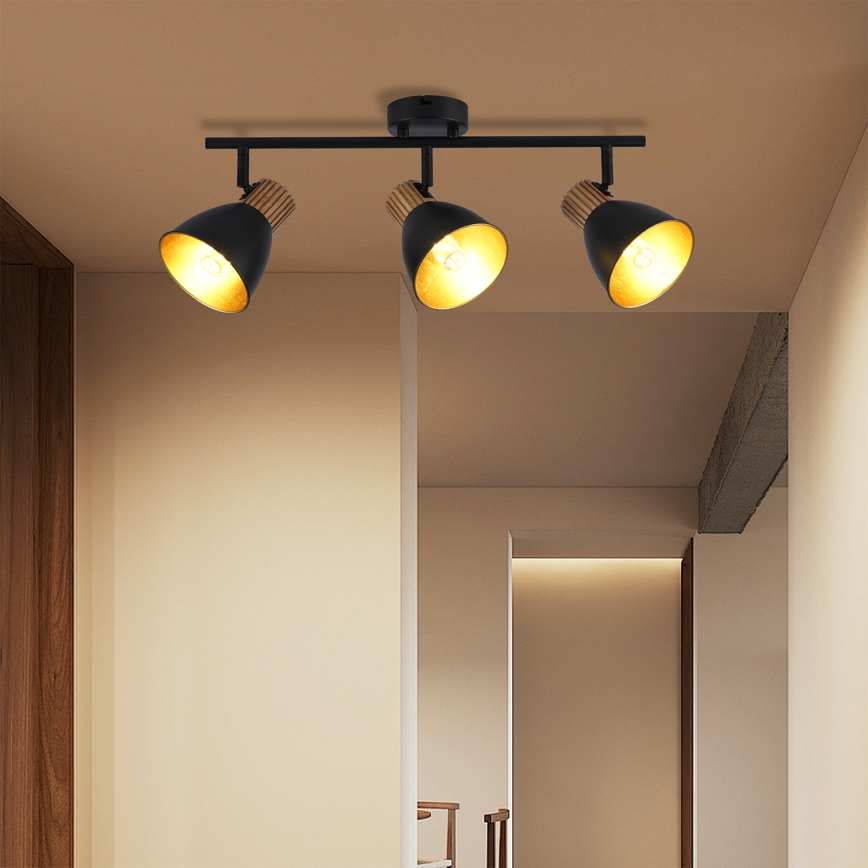 Brilagi - Taškinis šviestuvas ODENSE 3xE14/10W/230V mediena/juoda