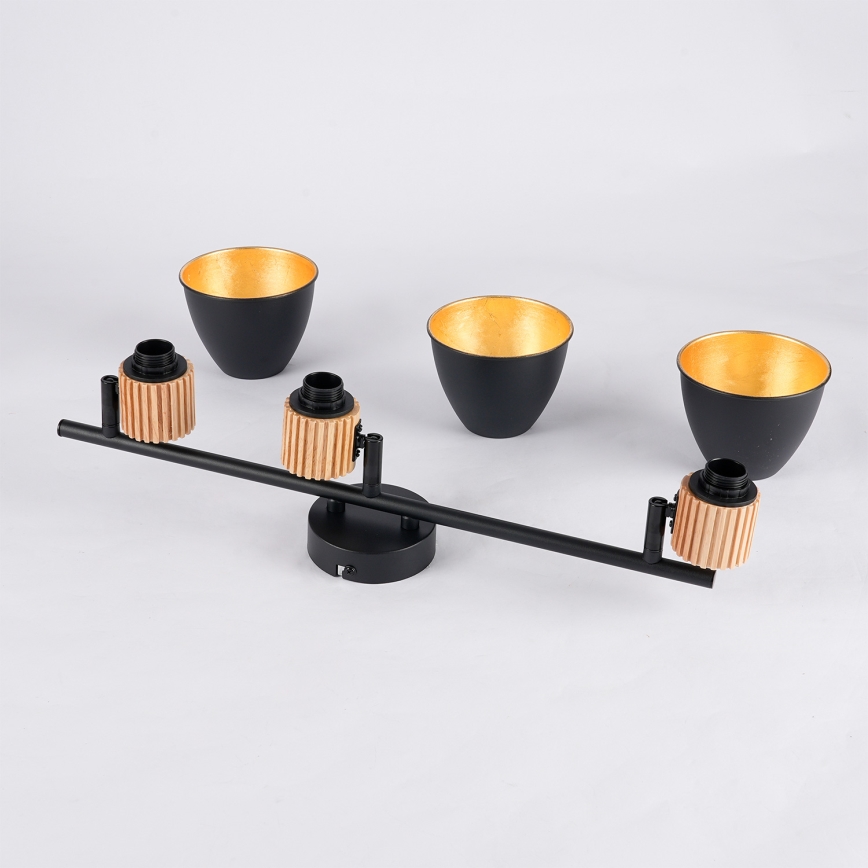 Brilagi - Taškinis šviestuvas ODENSE 3xE14/10W/230V mediena/juoda