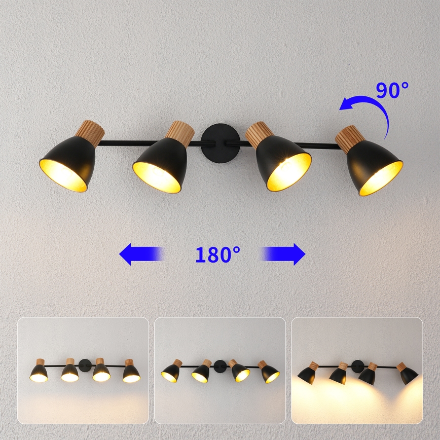 Brilagi - Taškinis šviestuvas ODENSE 4xE14/10W/230V kaučiukmedis/juoda