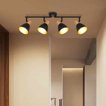 Brilagi - Taškinis šviestuvas ODENSE 4xE14/10W/230V kaučiukmedis/juoda