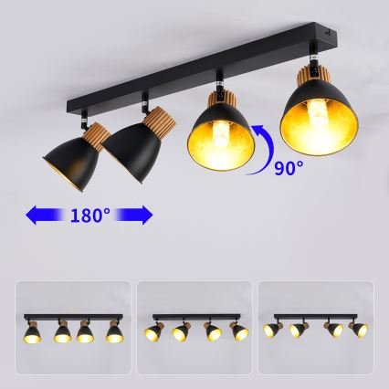 Brilagi - taškinis šviestuvas ODENSE 4xE14/10W/230V kaučiukmedis/juodas