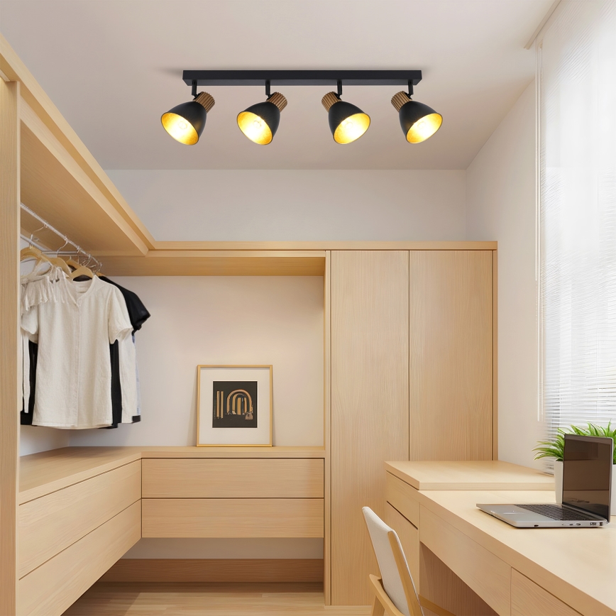 Brilagi - taškinis šviestuvas ODENSE 4xE14/10W/230V kaučiukmedis/juodas