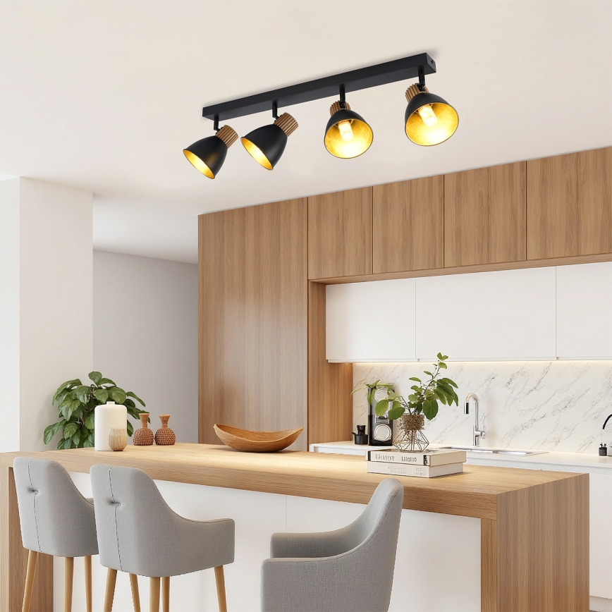 Brilagi - Taškinis šviestuvas ODENSE 4xE14/10W/230V mediena/juoda